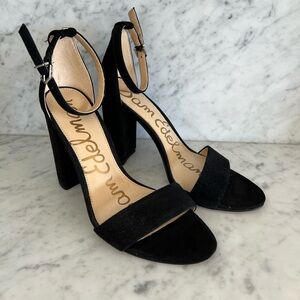 Sam Edelman Yaro, Black Suede Ankle Strap Heels